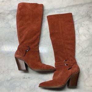 Vince Camuto Women's Grathlyn Knee High Boot Rust Sz 6.5 Leather Brazil Made